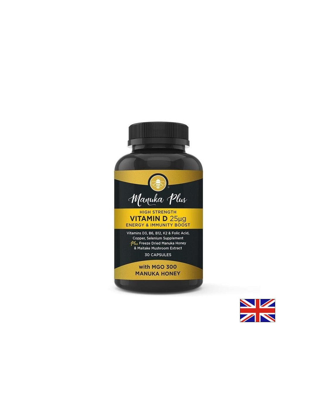 Manuka Plus vitamin D3 visoke jačine 25 µg energije & Jačanje imuniteta/Formula za snažan imunitet s manuka medom, 30 kapsula