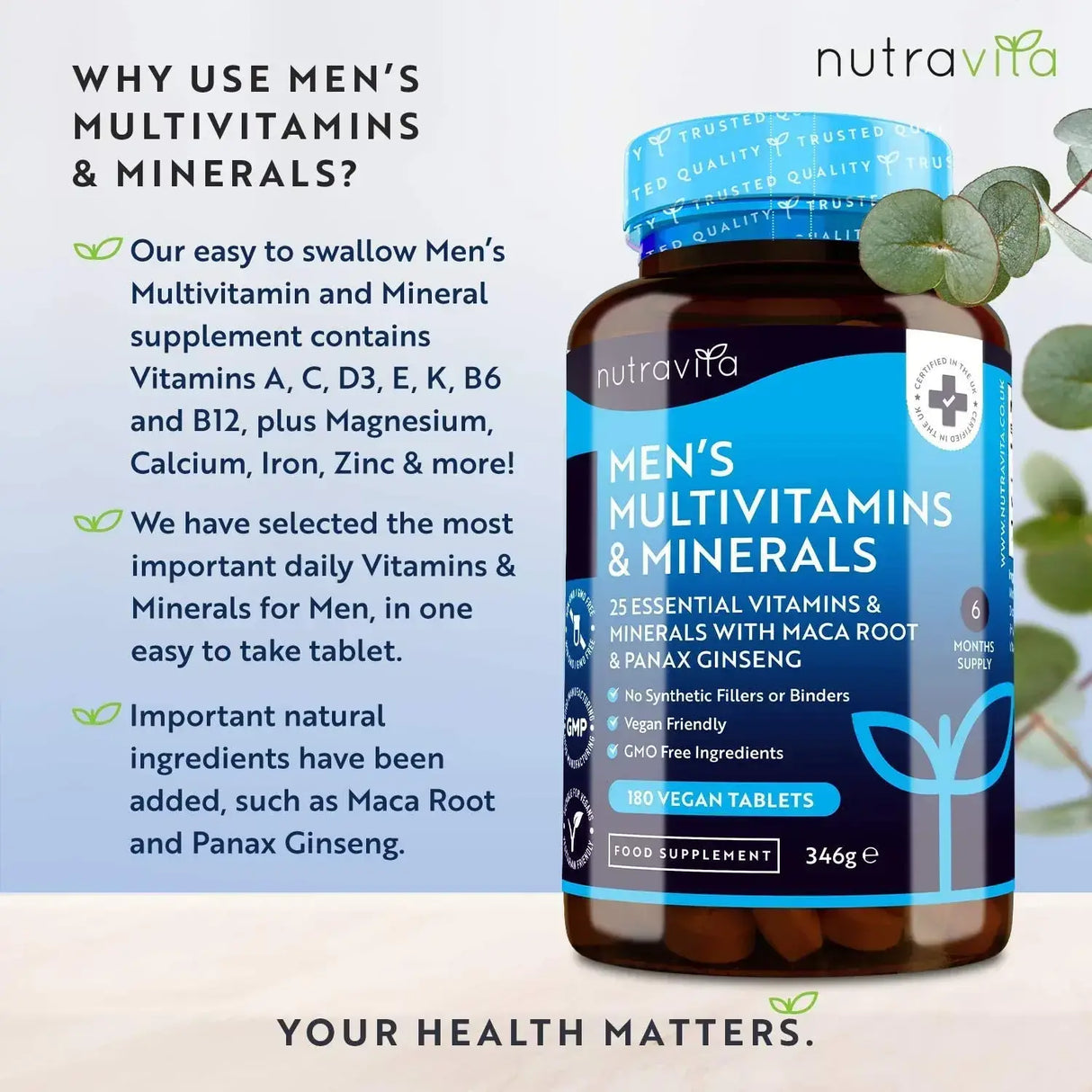 Multivitamini i minerali za muškarce 180 veganskih tableta