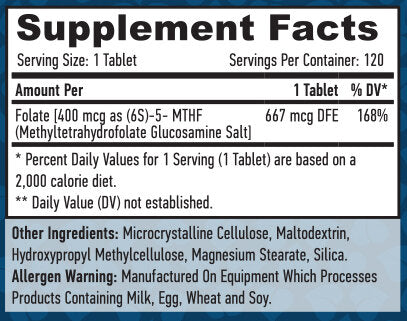 Metil folat 400 mcg/120 tab