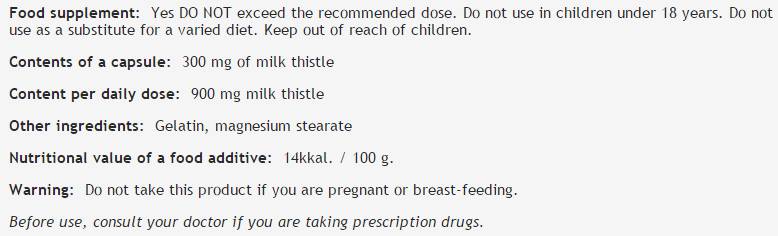 Mliječni čičak 300 mg - 100 kapsula
