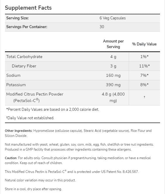 Modificirani citrusni pektin 800 mg | PectaSol-C® - 180 kapsula