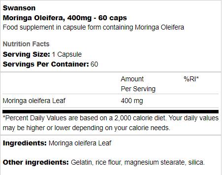 Moringa Oleifera 400 mg 60 kapsula
