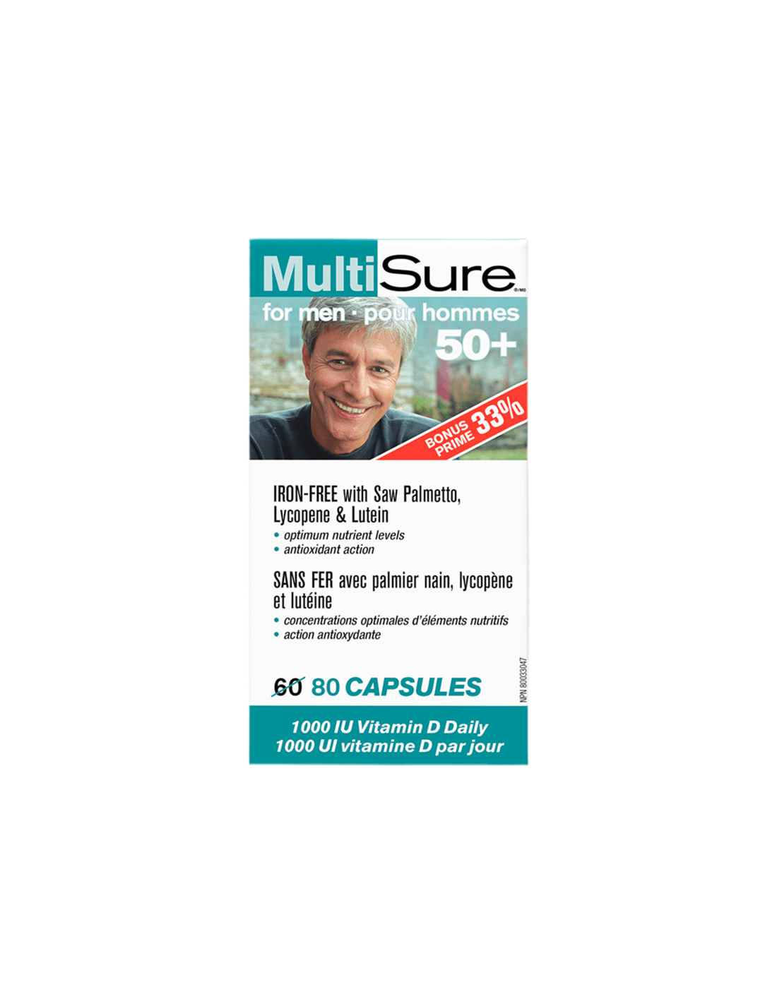 MultiSure® Men 50+/Multivitamini za muškarce 50+ (s luteinom, likopenom i palmetom), 80 kapsula