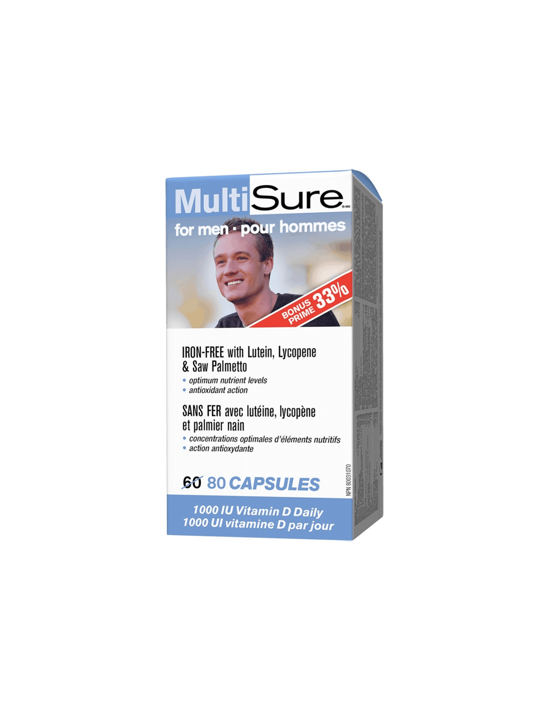 MultiSure® Men/Multivitamini za muškarce (s luteinom, likopenom i palmetom), 80 kapsula