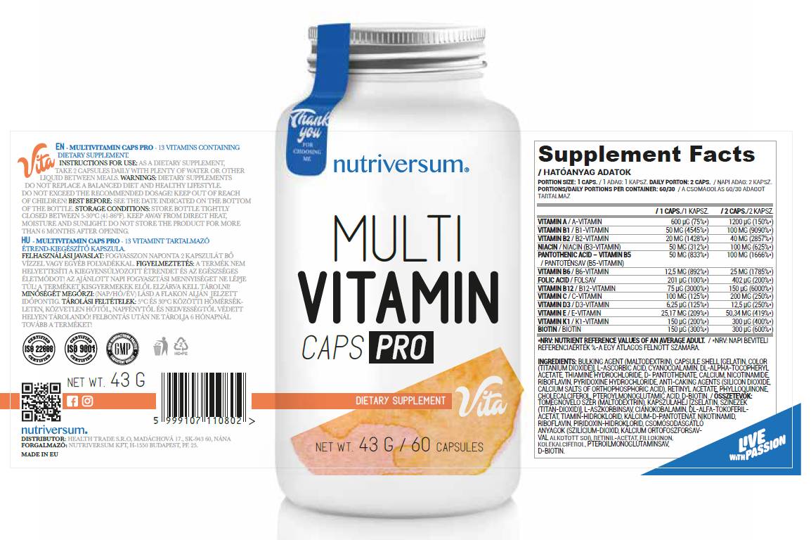 MultiVitamin Caps Pro - 60 kapsula