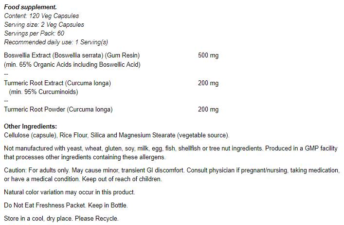 Ekstrakt boswellia 250 mg - 120 kapsula
