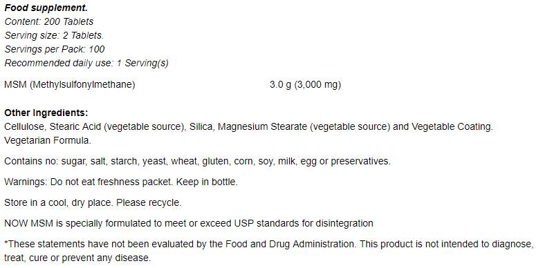 MSM 1500 mg - 200 tableta