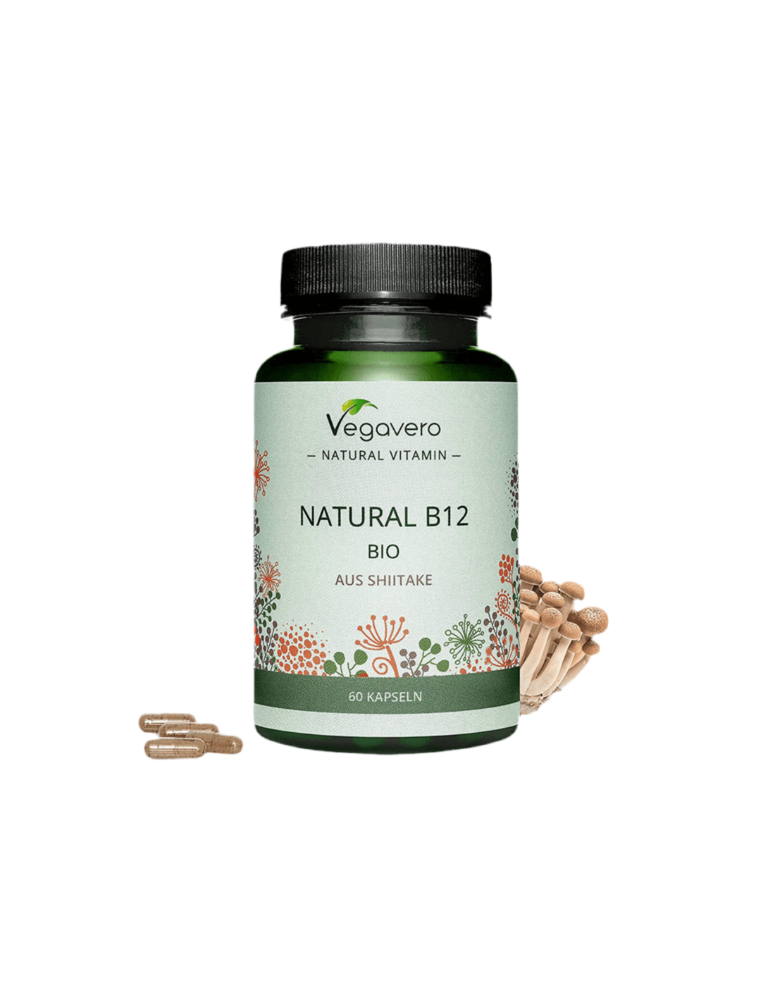 Prirodni B12 BIO od shiitake gljiva/ Vitamin B12 (od organskih ljekovitih shiitake gljiva), 60 kapsula, 100% veganski <tc>Vegavero</tc>