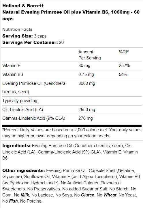 Prirodno ulje noćurka 1000 mg | Plus vitamin B6 - 60 kapsula