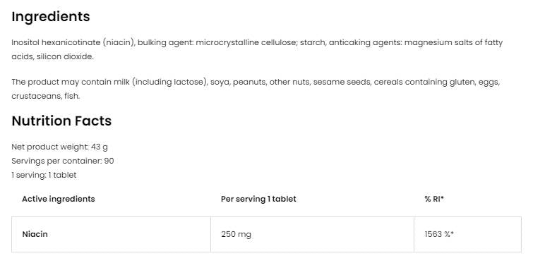Niacin 250 | No-Flush 90 tableta