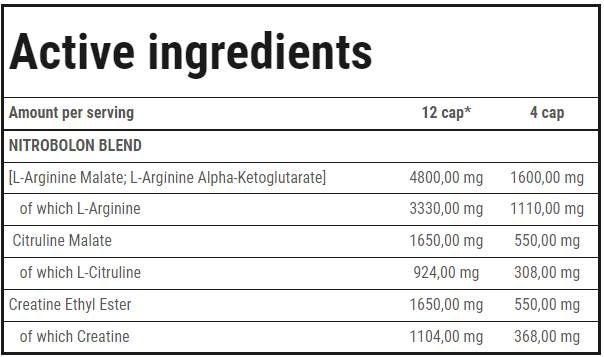 Nitrobolon | Kapsule prije vježbanja bez stimulansa - 150 kapsula