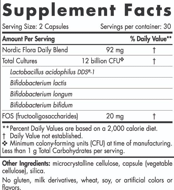 Nordic Flora Probiotic Daily | 12 milijardi aktivnih stanica - 60 kapsula