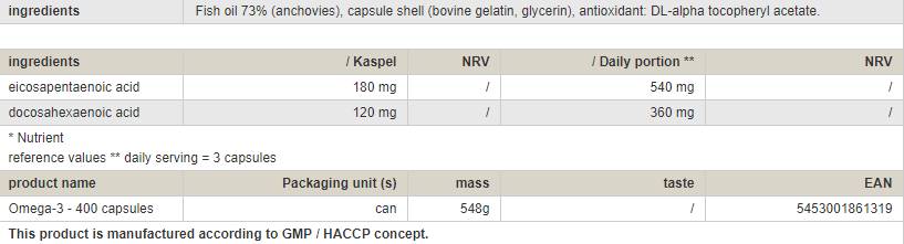 Omega 3 - 400 gel kapsula