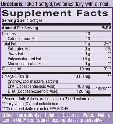 Omega-3 riblje ulje 1000 mg. 60 mekih gelova