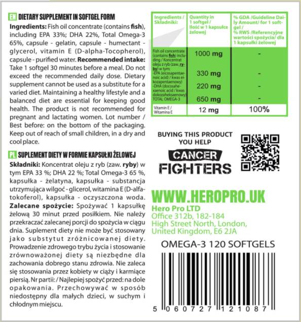 Omega-3 riblje ulje | 65% EPA + DHA - 120 gel kapsula