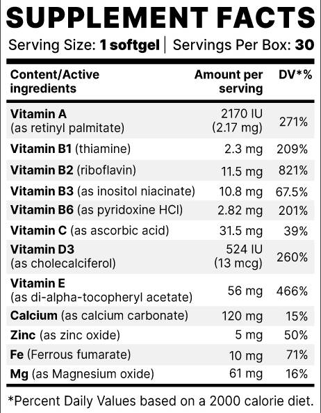 OptiVit BP | Esencijalni vitamini & Minerali - 30 gel kapsula