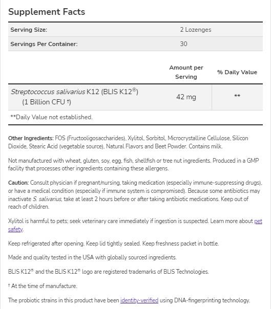 OralBiotic® | Streptococcus Salivarius - 60 sublingvalnih tableta