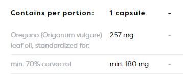 Origano ulje 257 mg | 70% Carvacrol - 60 kapsula