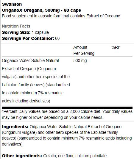 OriganoX Origano 500 mg 60 kapsula