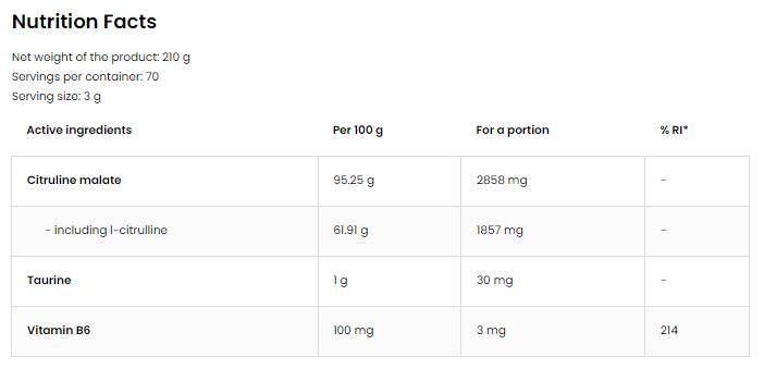 <tc>OstroVit</tc> Citrulin malat u prahu [210 grama, 70 doza]