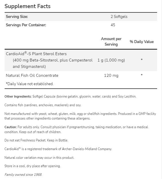 Beta -sitosterol biljke steroli - 180 Softgels