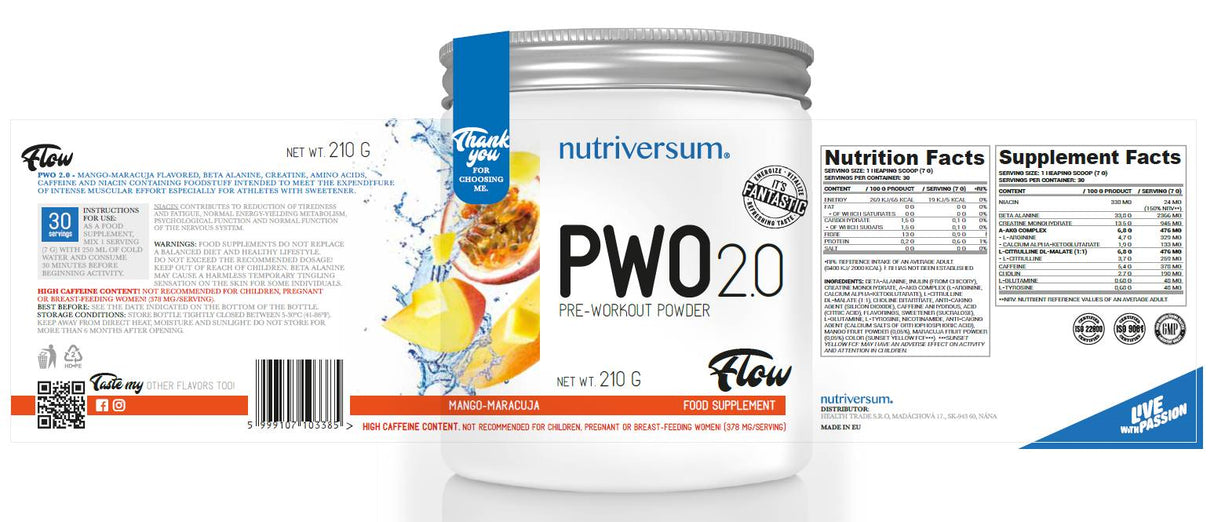 PWO 2.0 Protok | Puder prije vježbanja - 210 grama
