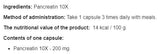 Pancreatin 10x 200 mg - 100 kapsula