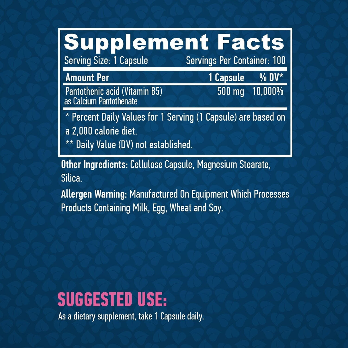 Pantotenska kiselina 500 mg/100 Vcaps