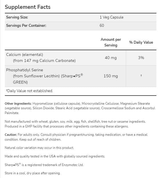 Fosfatidil serin 150 mg | Bez soje - 60 kapsula