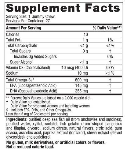 Prenatalne DHA gumene žvakaće 600 mg - 27 gumenih bombona