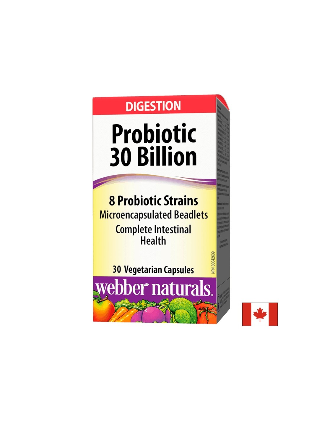 Probiotik 30 milijardi/8 probiotičkih sojeva/Probiotik, 30 milijardi aktivnih probiotika, 8 probiotičkih sojeva, 30 kapsula <tc>Webber Naturals</tc>