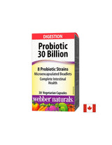 Probiotik 30 milijardi/8 probiotičkih sojeva/Probiotik, 30 milijardi aktivnih probiotika, 8 probiotičkih sojeva, 30 kapsula <tc>Webber Naturals</tc>