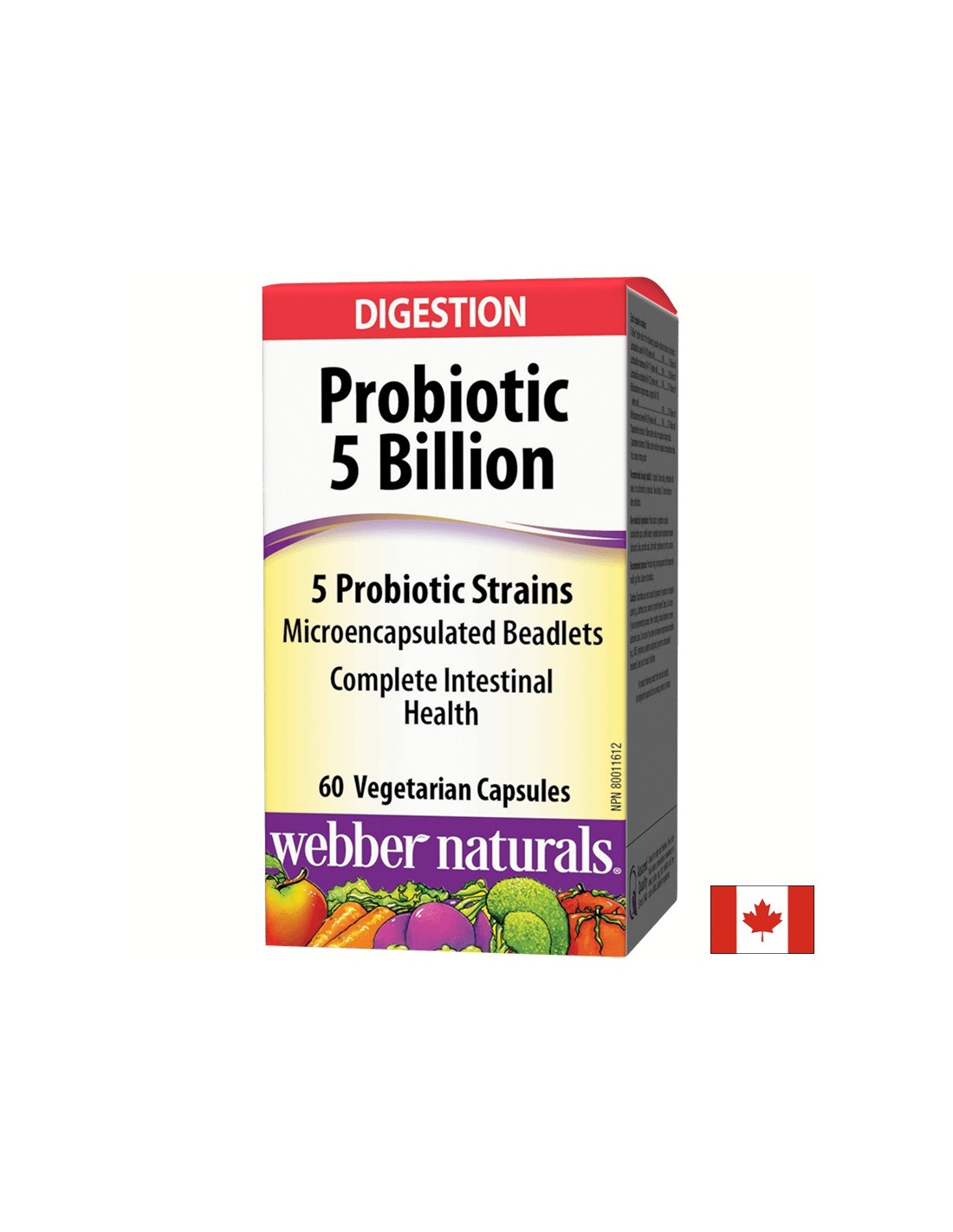 Probiotik/ Probiotik 5 sojeva, 5 milijardi aktivnih probiotika x 60 kapsula <tc>Webber Naturals</tc>