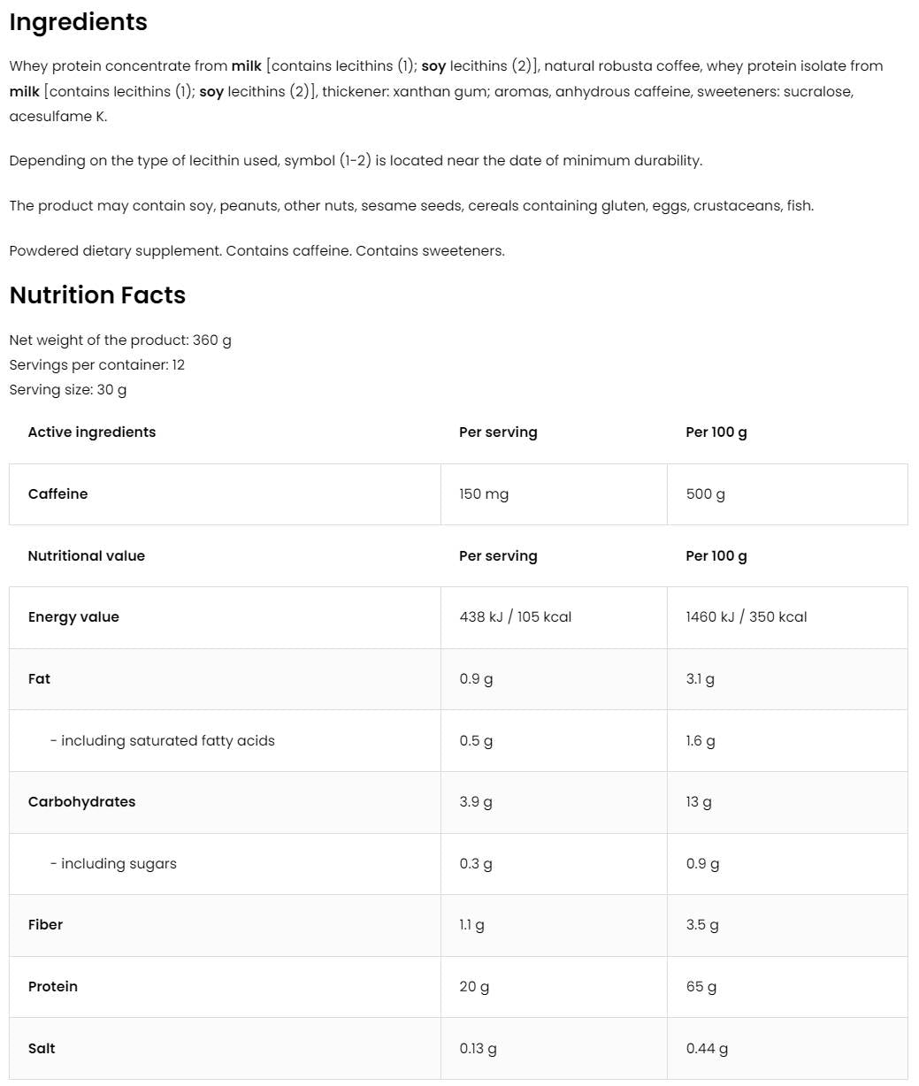 Proteinska kava | Protein s kofeinom 360 grama