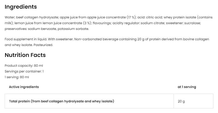 Protein Shot | Whey Isolate + Beef Hydrolyzate Matrix - 20 x 80 ml
