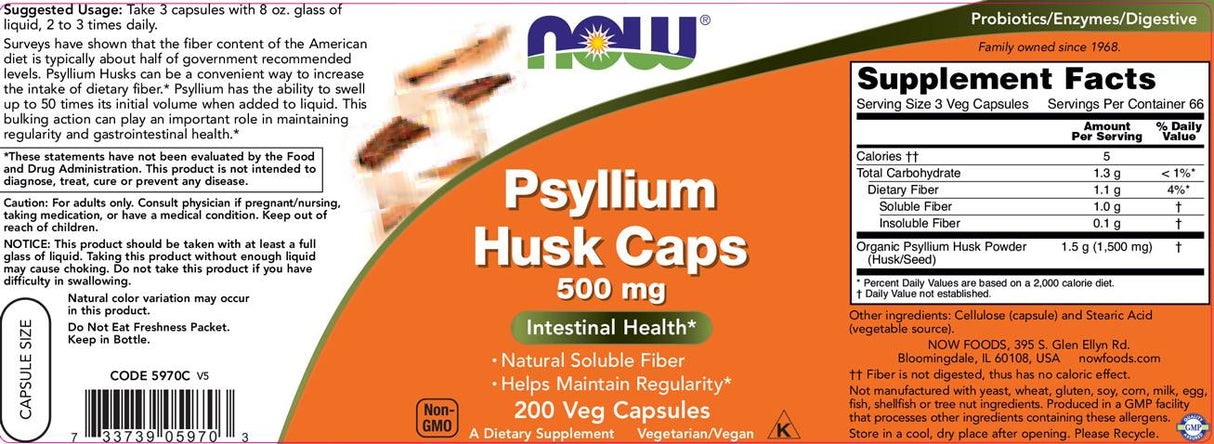 Psyllium Husk Caps 500 mg - 200 kapsula