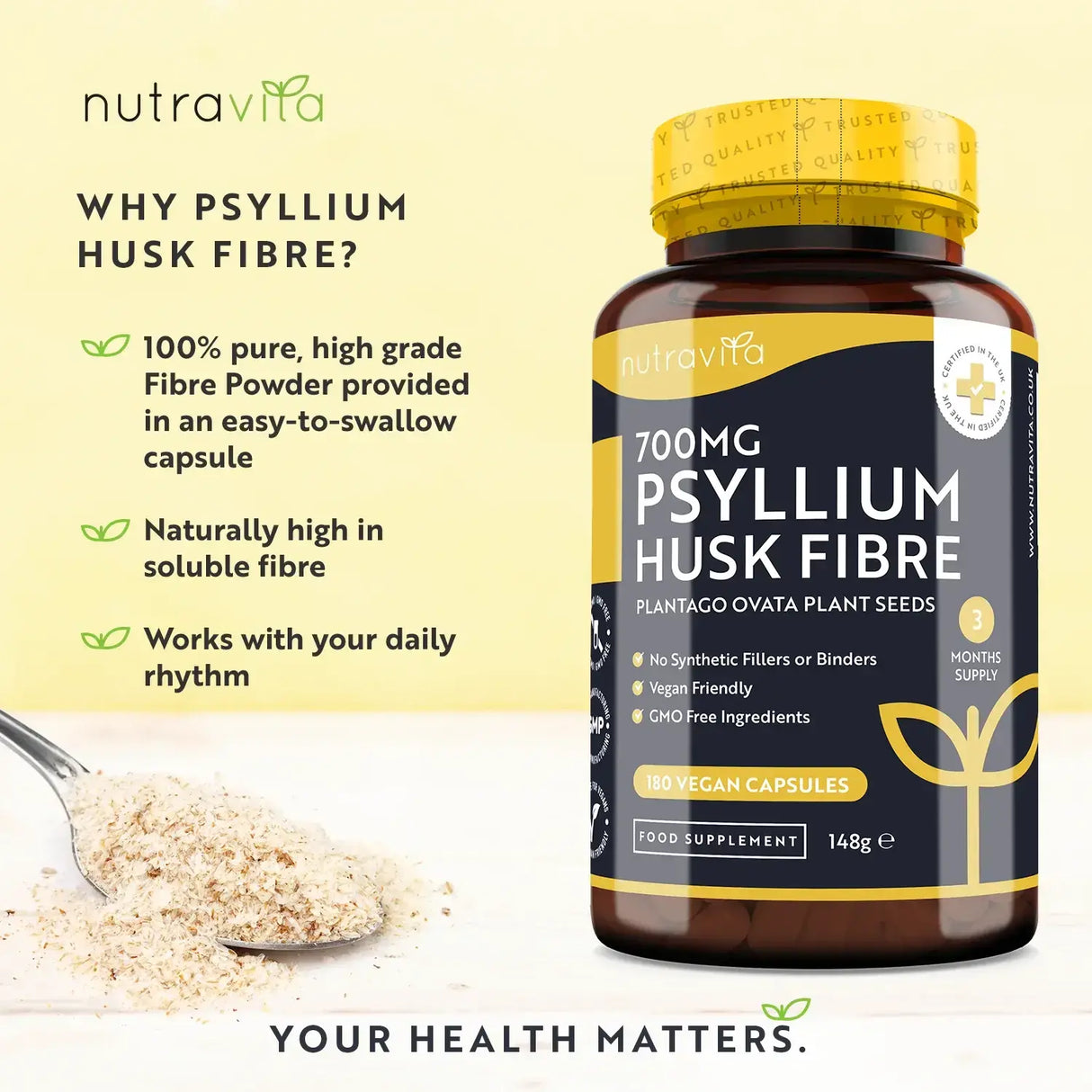 Vlakna od ljuske psylliuma 700 mg 180 Vcapsula <tc>Nutravita</tc>