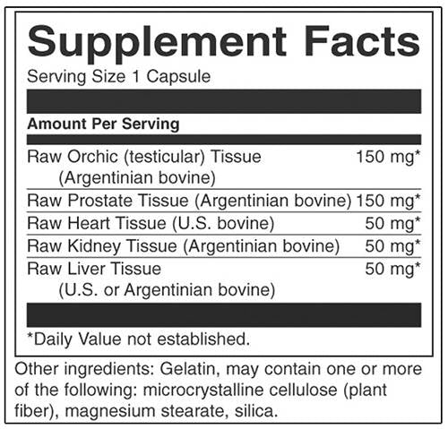 Raw Multi-Glandular za muškarce 450 mg 60 kapsula