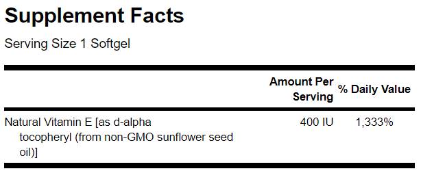 Real Food E iz ne-GMO suncokretovog ulja 60 gel kapsula