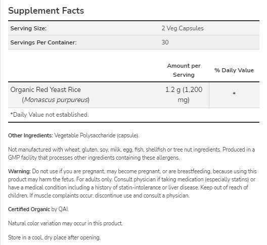 Crvena riža s kvascem 600 mg - 120 kapsula