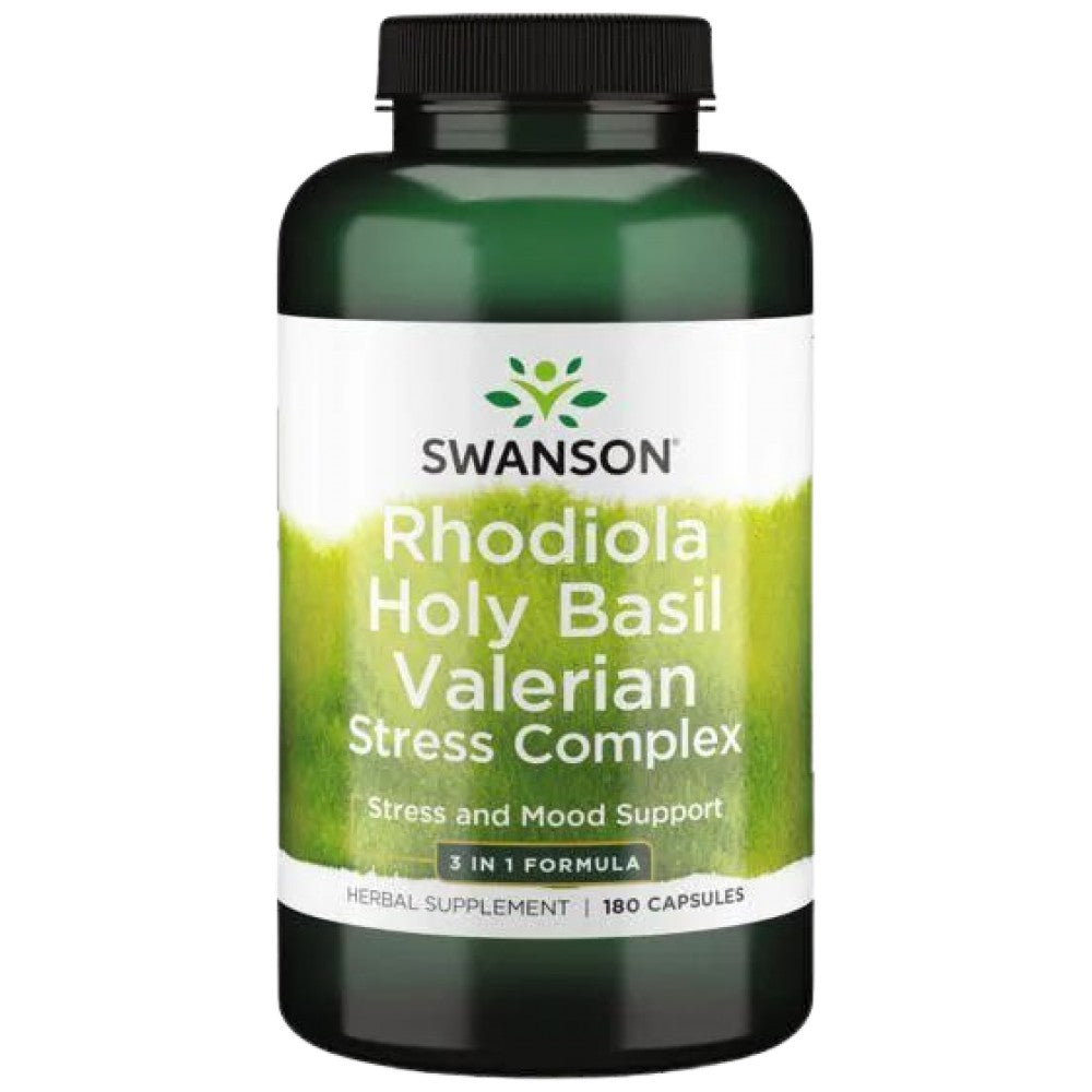 Rhodiola Holy Basil Valerian Stress Complex - 180 kapsula