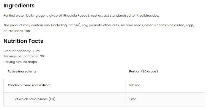 Rhodiola Rosea kapi | Ekstrakt korijena rodiole 30 ml