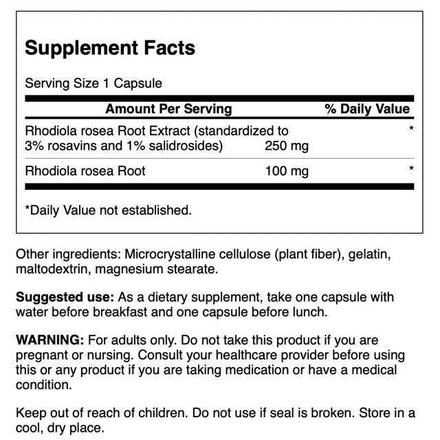Ekstrakt Rhodiola Rosea | 3% R<tc>Osavi</tc>ns 60 kapsula