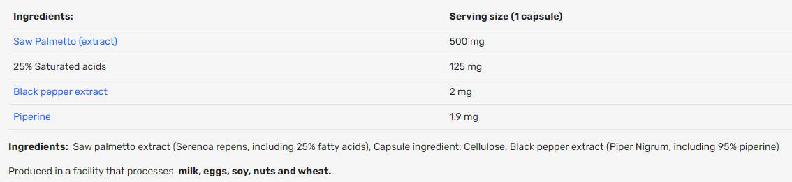 Saw Palmetto 500 mg | sa 25% saponina - 100 kapsula