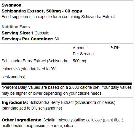 Ekstrakt šizandre 500 mg 60 kapsula