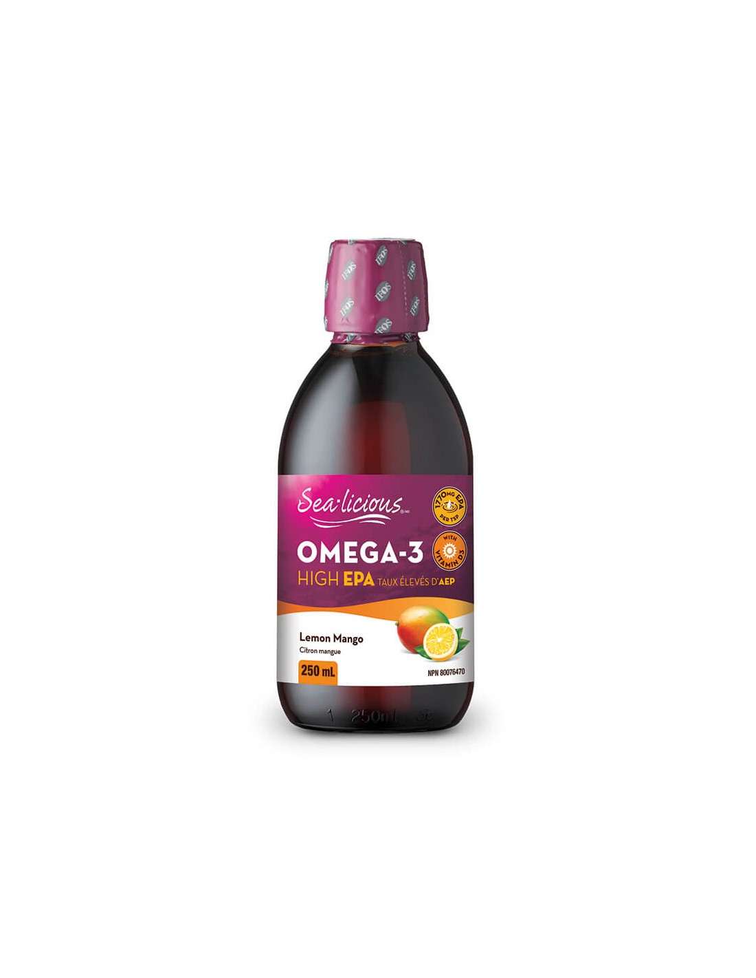 Sea-Licious® Omega-3 visoki EPA + vitamin D3/Omega-3 (visok sadržaj EPA) + vitamin D3, 250 ml <tc>Natural Factors</tc>