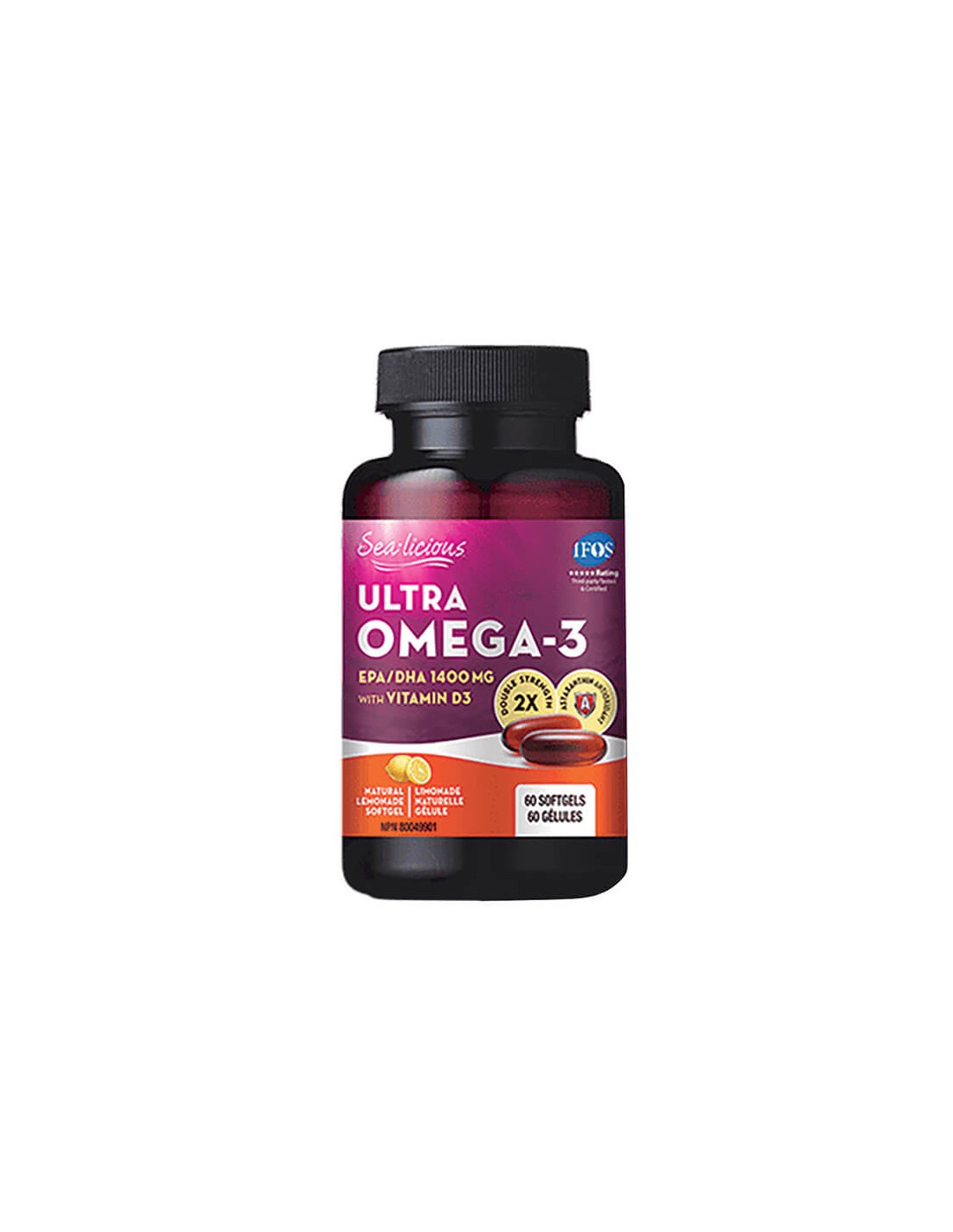 Sea-Licious® Ultra Omega-3 s vitaminom D3 - Omega-3 + vitamin D3, 60 mekih kapsula <tc>Natural Factors</tc>