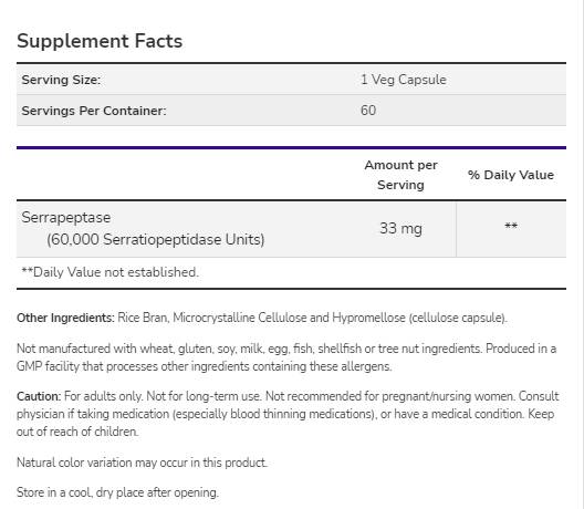 Serrapeptase 60.000 SPU [60 kapsula, 60 doza]