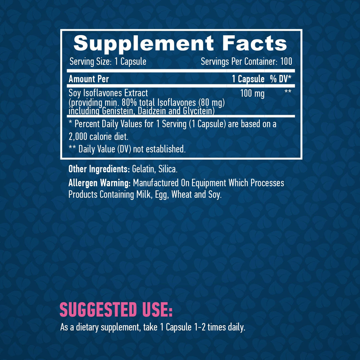 Sojini izoflavoni 80% ekstrakta koji nisu GMO 100 mg/100 kap.
