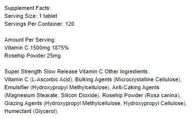 Super snažan vitamin C sa polaganim otpuštanjem 1500 mg - 120 tableta